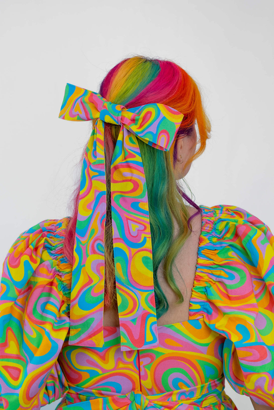 HAIR BOW RAINBOW SWIRLS