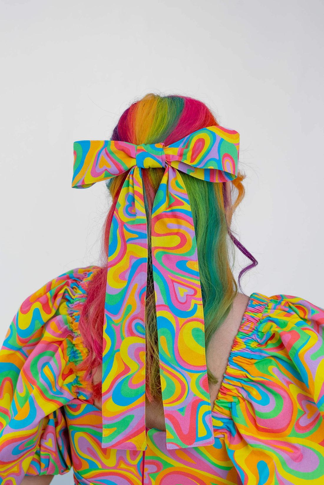 HAIR BOW RAINBOW SWIRLS