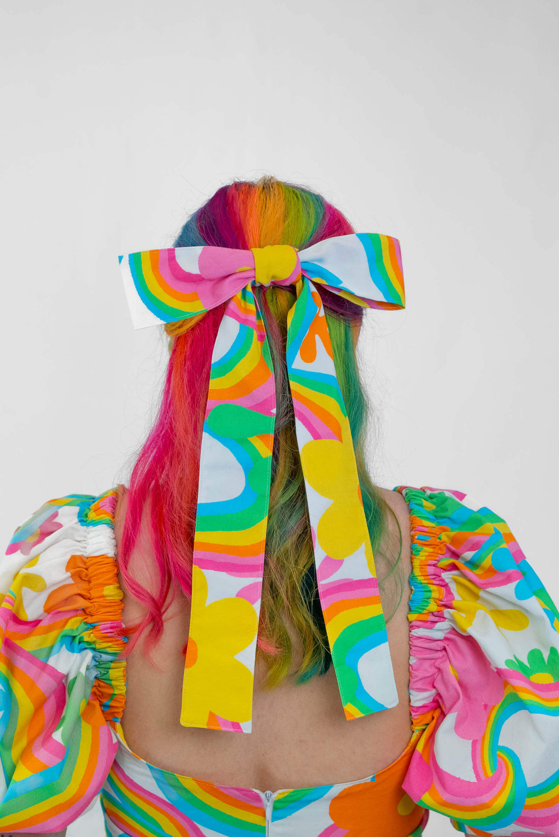 HAIR BOW RAINBOW FLOWERS