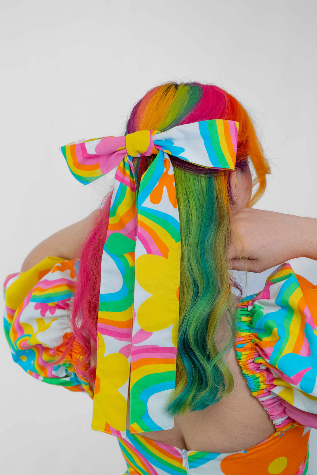 HAIR BOW RAINBOW FLOWERS