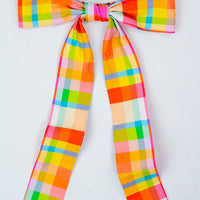 HAIR BOW RAINBOW CHECKER