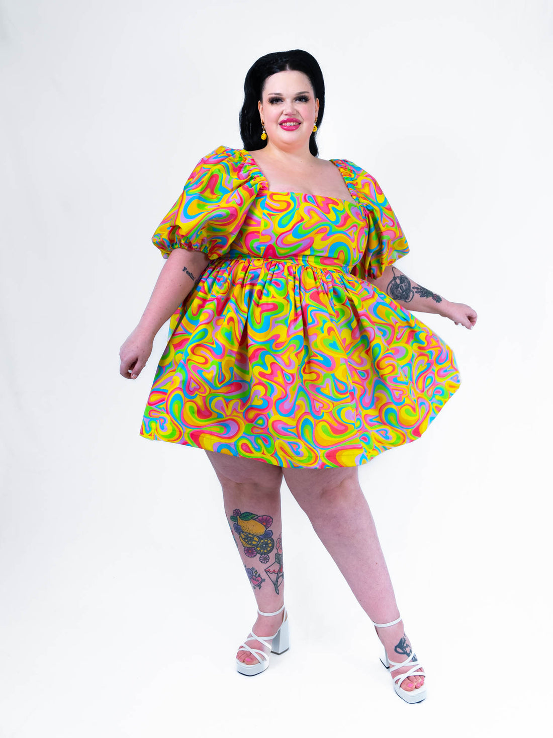 DELIGHTFUL MINI DRESS RAINBOW SWIRLS