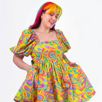 DELIGHTFUL MINI DRESS RAINBOW SWIRLS