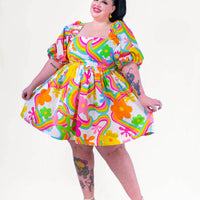 DELIGHTFUL MINI DRESS RAINBOW FLOWERS