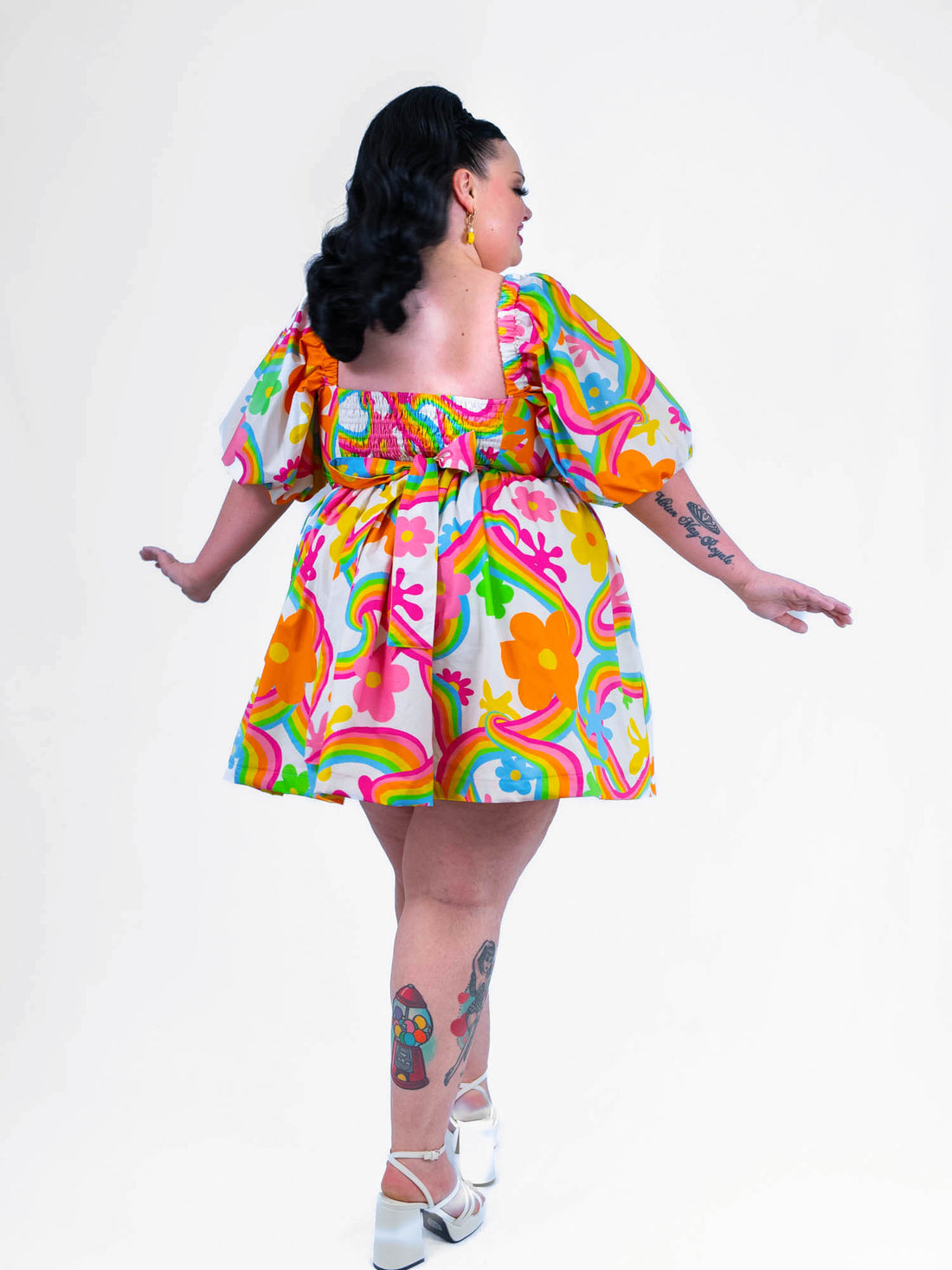 DELIGHTFUL MINI DRESS RAINBOW FLOWERS