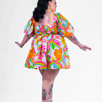 DELIGHTFUL MINI DRESS RAINBOW FLOWERS