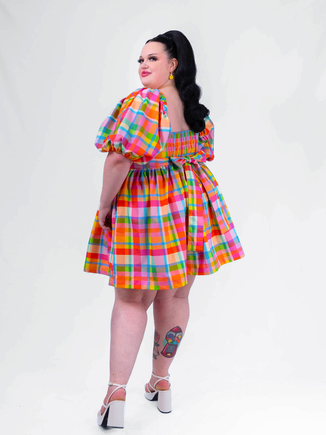 DELIGHTFUL MINI DRESS RAINBOW CHECKERS