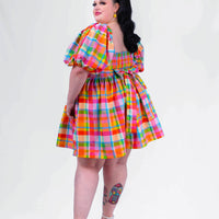 DELIGHTFUL MINI DRESS RAINBOW CHECKERS