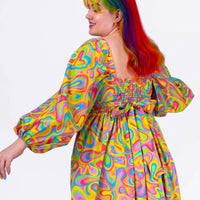 DELIGHTFUL MIDI DRESS - RAINBOW SWIRLS