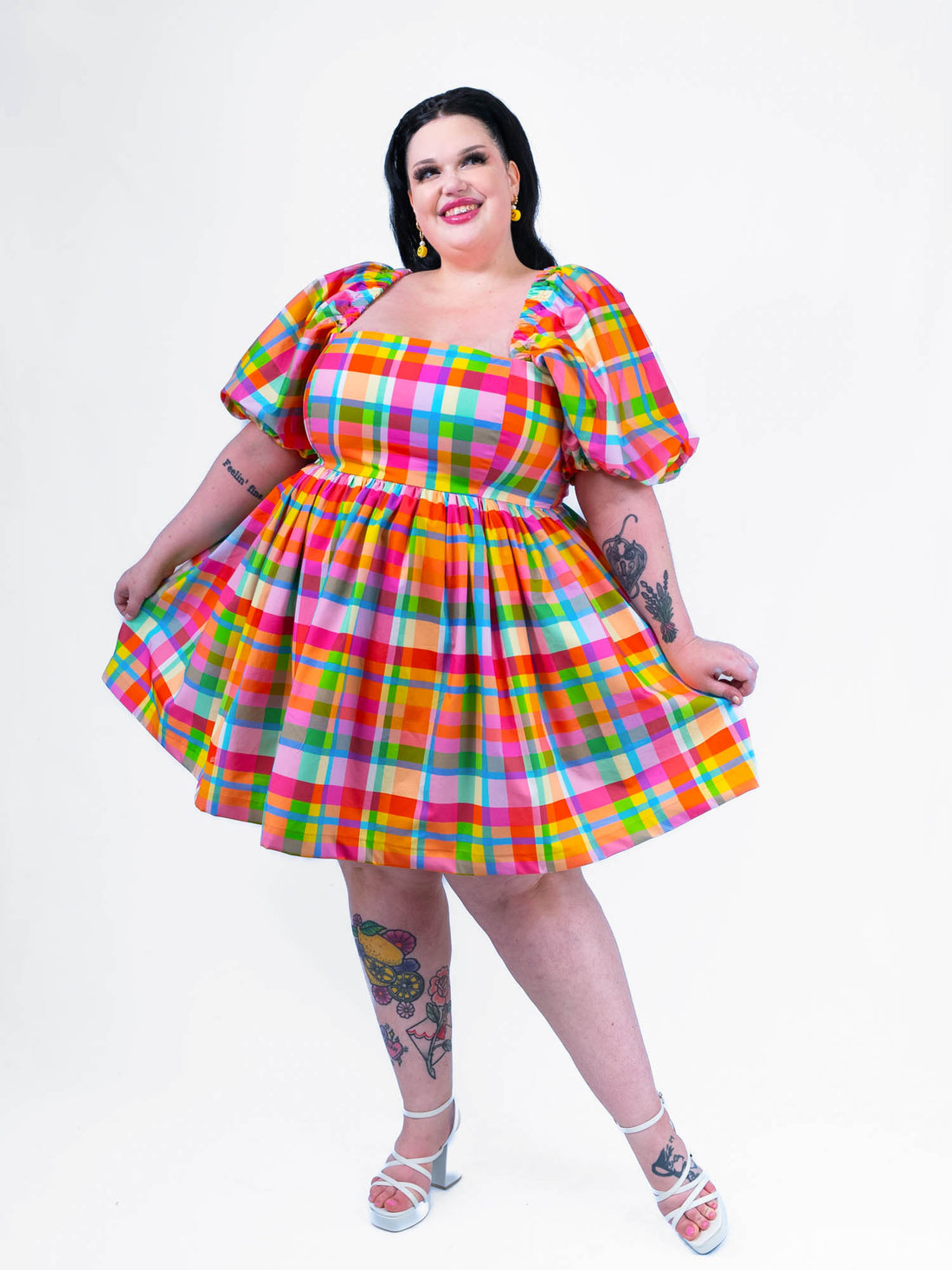 DELIGHTFUL MINI DRESS RAINBOW CHECKERS