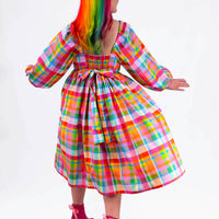 DELIGHTFUL MIDI DRESS - RAINBOW CHECKER