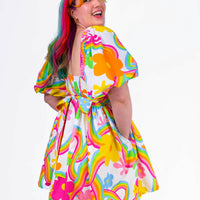 DELIGHTFUL MINI DRESS RAINBOW FLOWERS