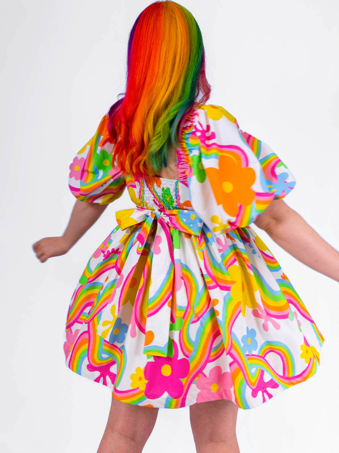 DELIGHTFUL MINI DRESS RAINBOW FLOWERS