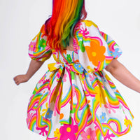 DELIGHTFUL MINI DRESS RAINBOW FLOWERS