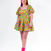 DELIGHTFUL MINI DRESS RAINBOW SWIRLS