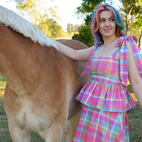 DAYDREAM TOP PINK PLAID