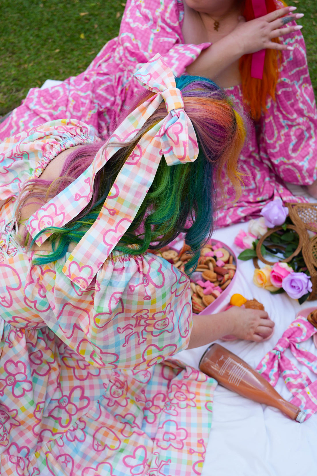 HAIR BOW PASTEL PICNIC