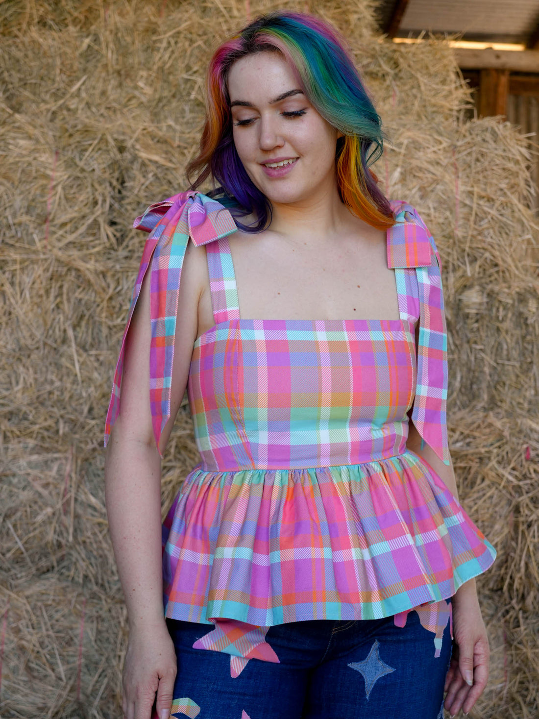 DAYDREAM TOP PINK PLAID