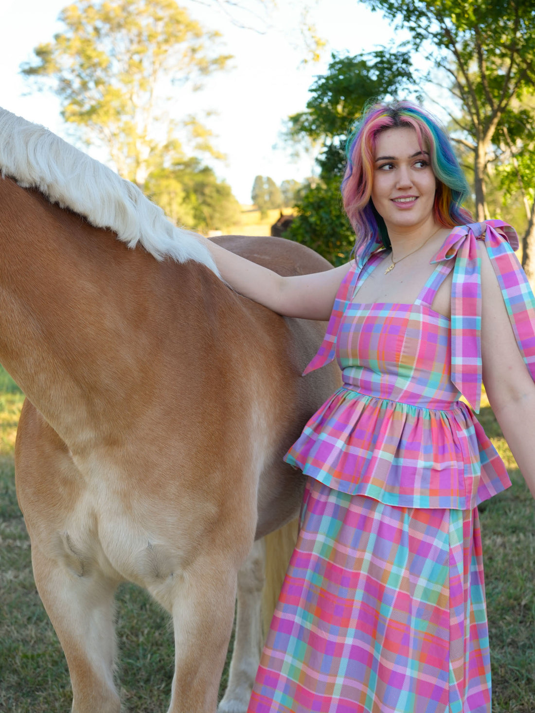 DAYDREAM TOP PINK PLAID